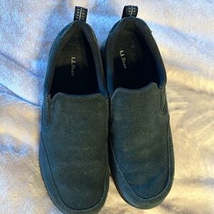 LL Bean women’s comfort Mocs. Black. Rubber soles great in any weather.